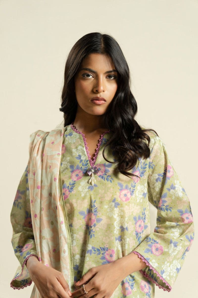 Light Green Printed Lawn 2 Piece Dupatta thumbnail