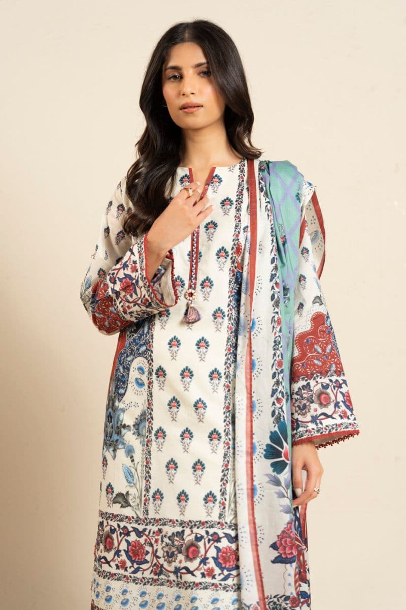 White Printed Lawn 2 Piece Dupatta
