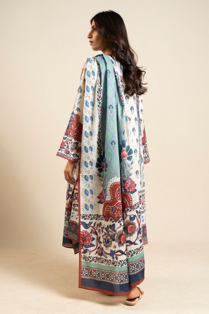 White Printed Lawn 2 Piece Dupatta