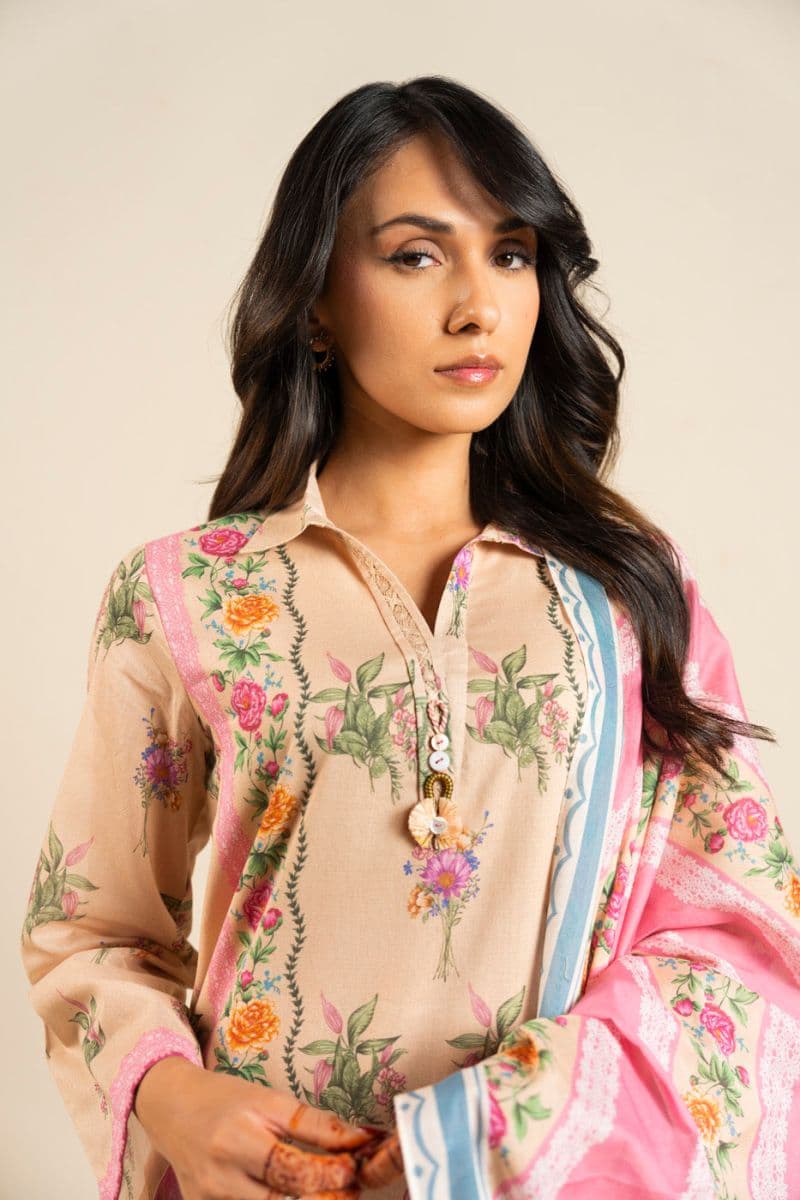 Beige Printed Lawn 2 Piece Dupatta thumbnail