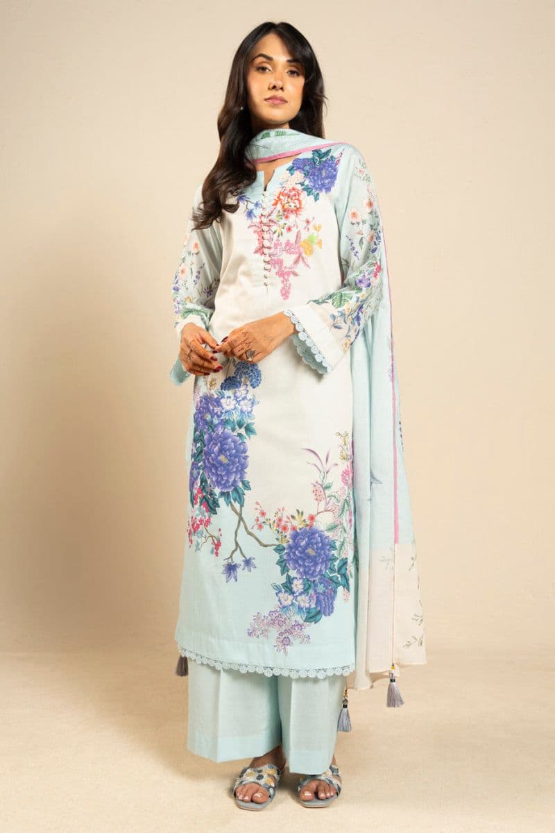Light Blue Printed Lawn 2 Piece Dupatta