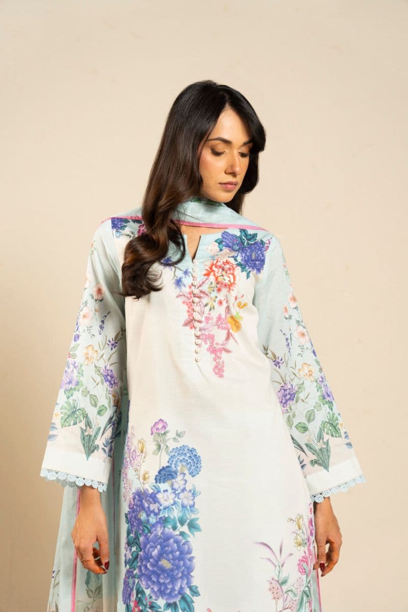 Light Blue Printed Lawn 2 Piece Dupatta