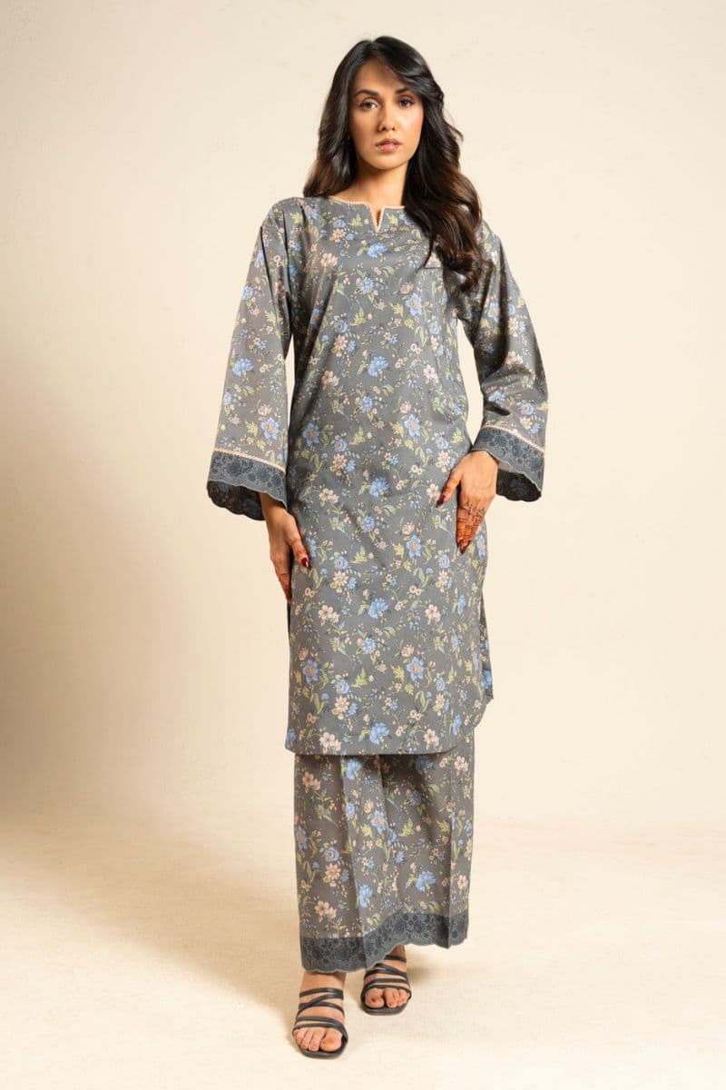 Grey Printed Lawn 2 Piece Unstitched Suit thumbnail