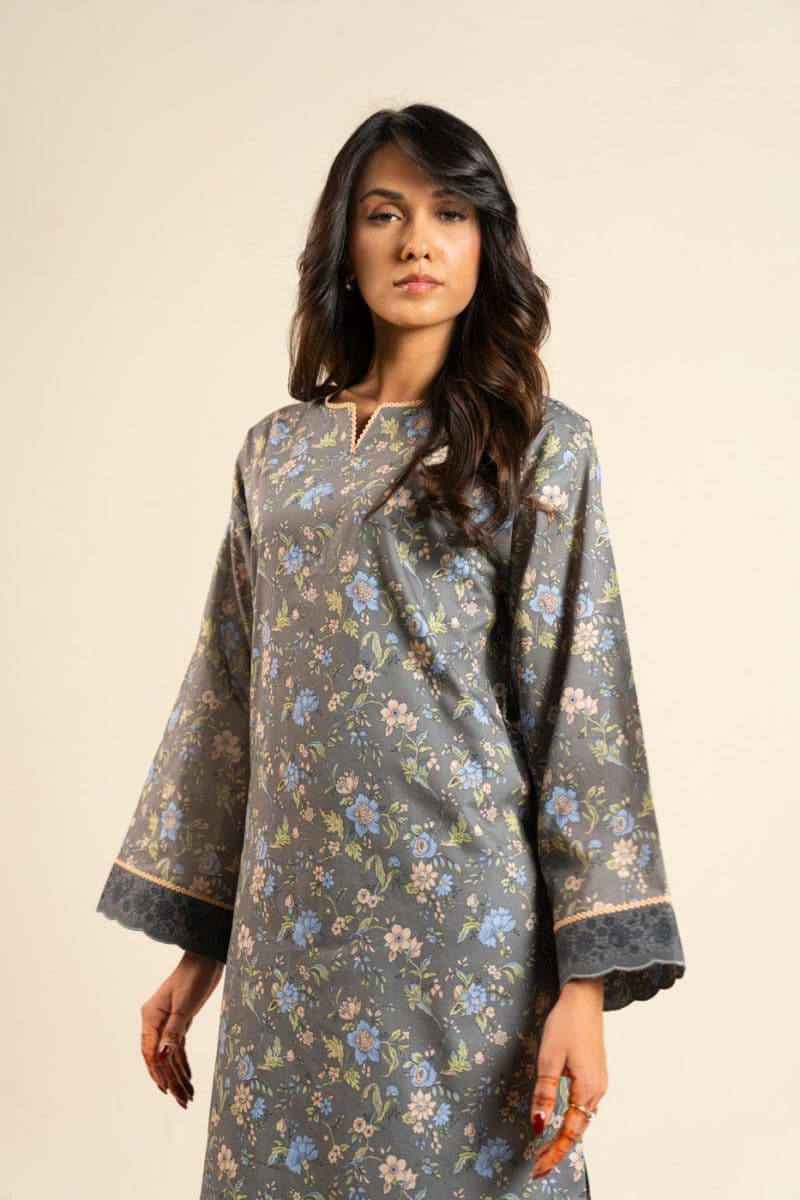 Grey Printed Lawn 2 Piece Unstitched Suit thumbnail