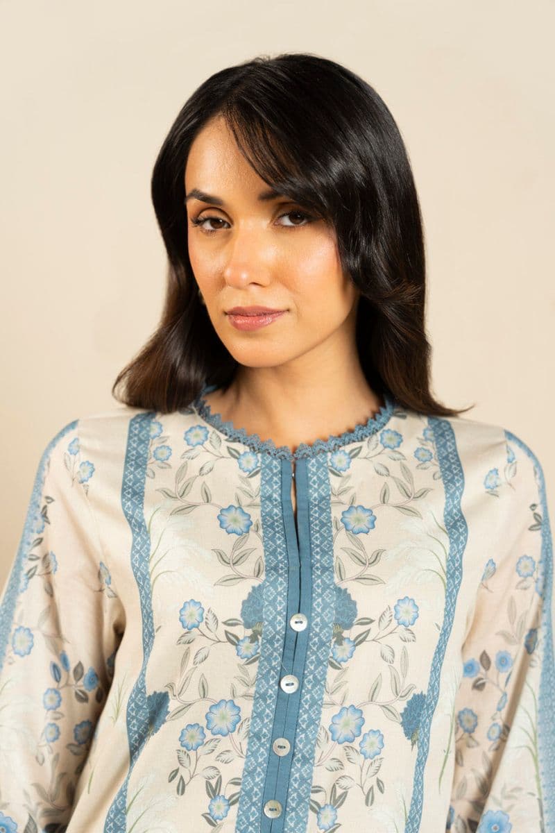 Light Grey Printed Lawn 2 Piece Unstitched Suit