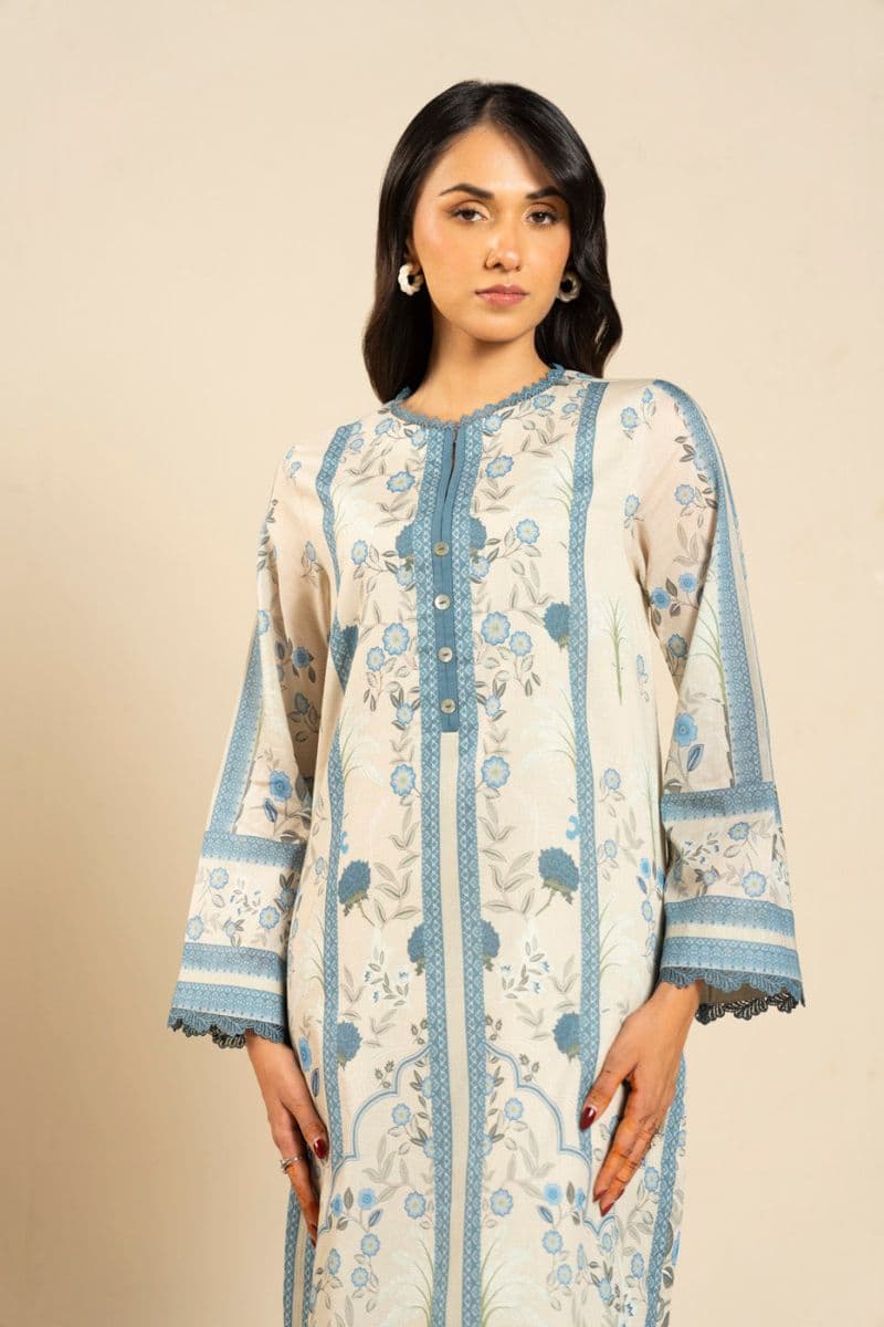 Light Grey Printed Lawn 2 Piece Unstitched Suit