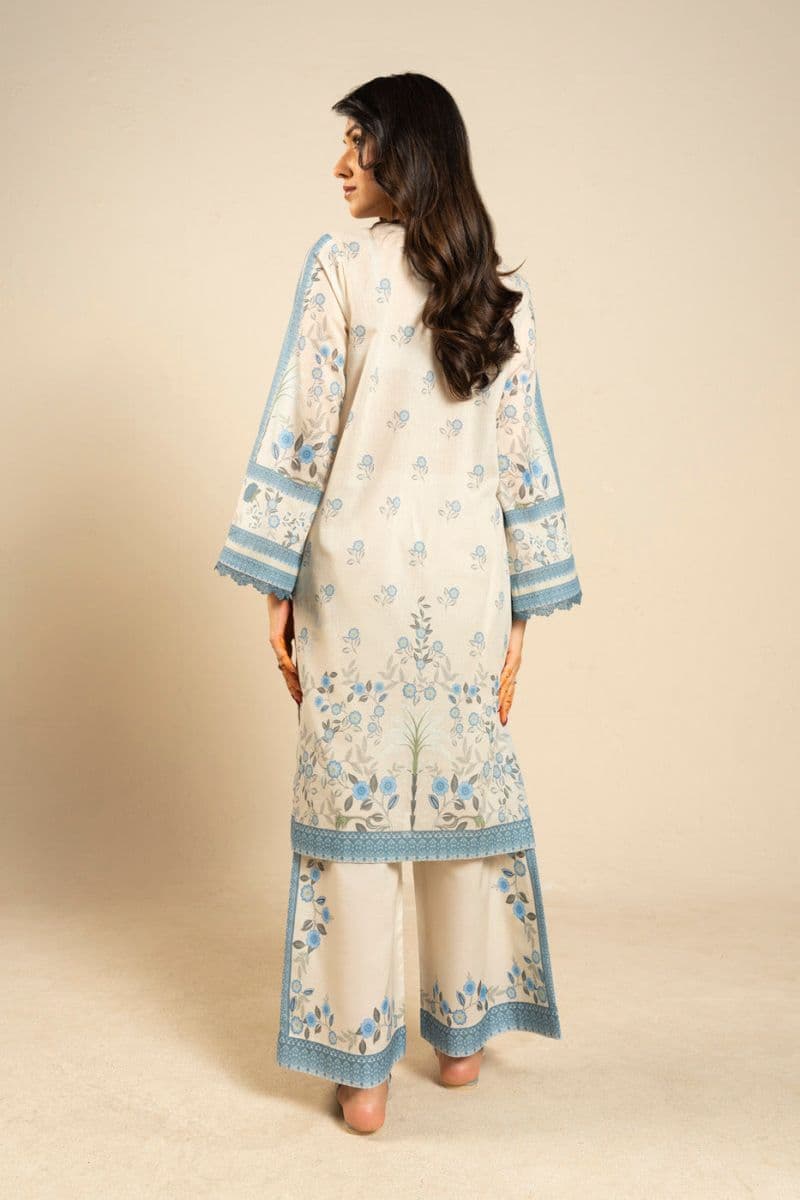 Light Grey Printed Lawn 2 Piece Unstitched Suit