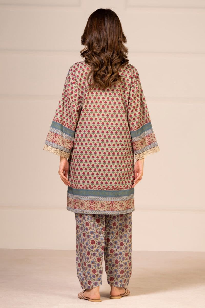 Beige Printed Lawn 2 Piece Unstitched Suit thumbnail