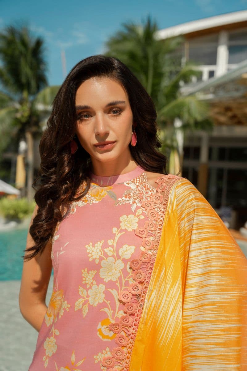 Coral Embroidered Lawn 3 Piece Unstitched Suit thumbnail