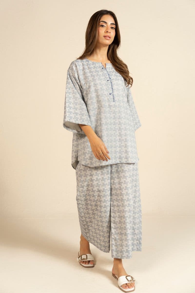 Grey Yarn Dyed 2 Piece Ready-to-Wear Shirt