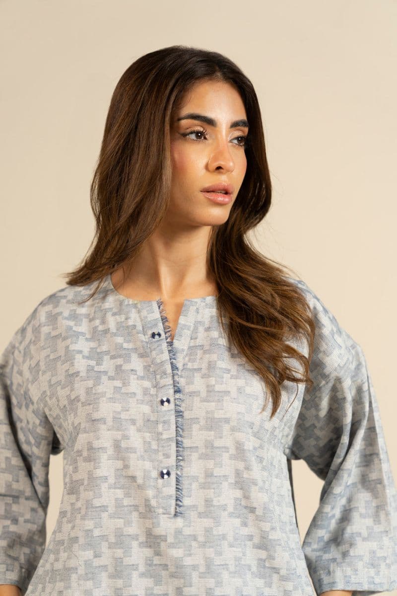 Grey Yarn Dyed 2 Piece Ready-to-Wear Shirt