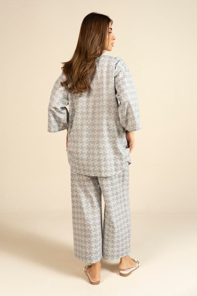 Grey Yarn Dyed 2 Piece Ready-to-Wear Shirt