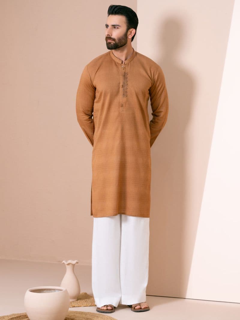 Brown Cotton Kurta Trousers thumbnail