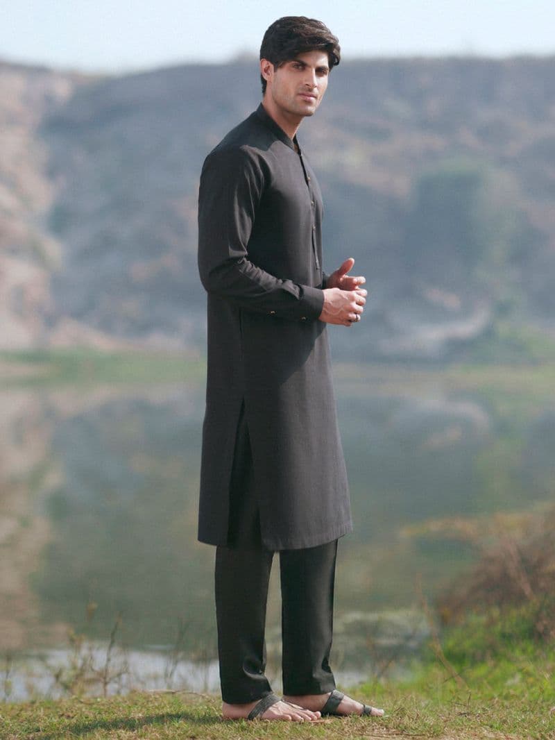 Black Cut & Sew Kurta Trousers thumbnail