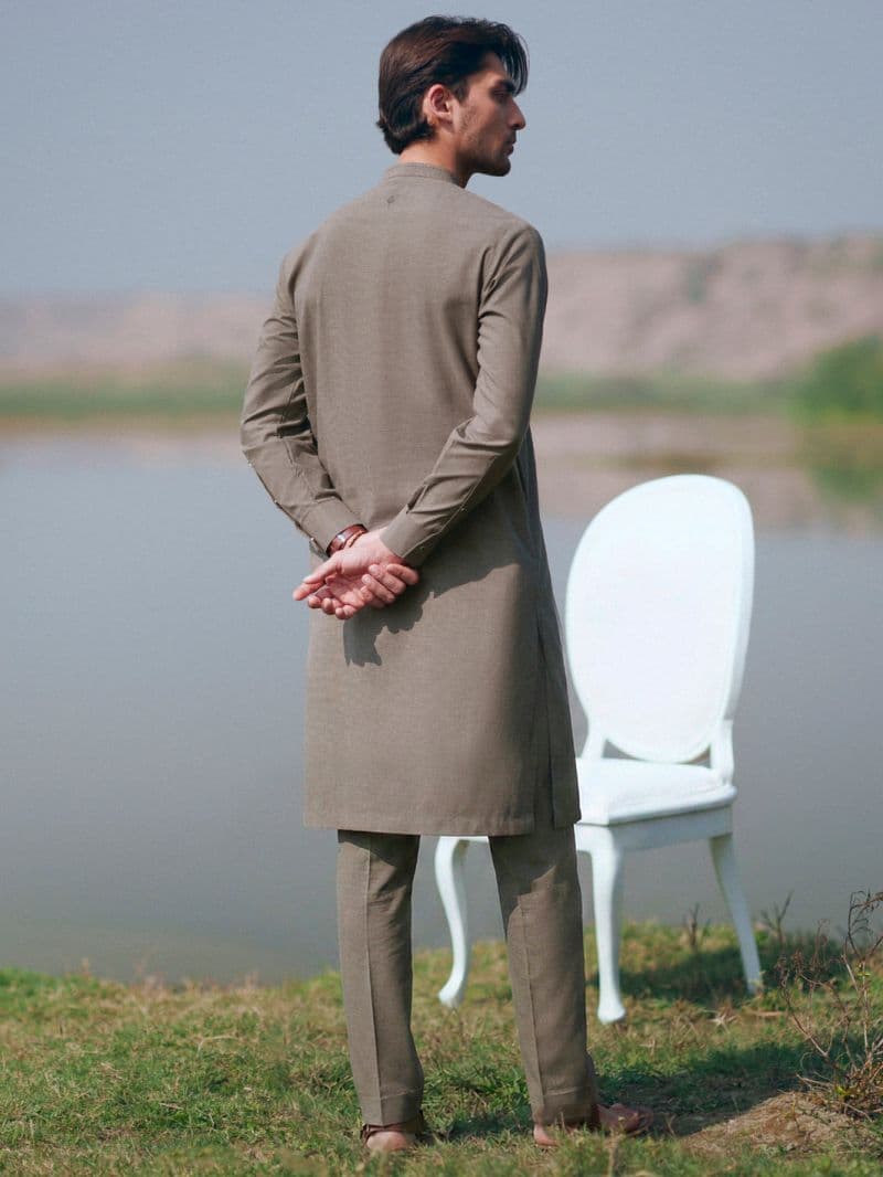 Olive Green Cut & Sew Kurta Trousers