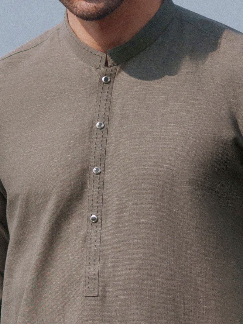 Olive Green Cut & Sew Kurta Trousers