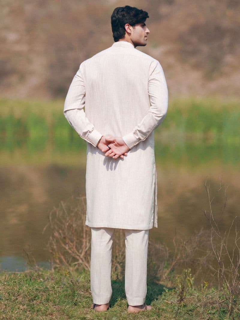 Beige Cut & Sew Kurta Trousers
