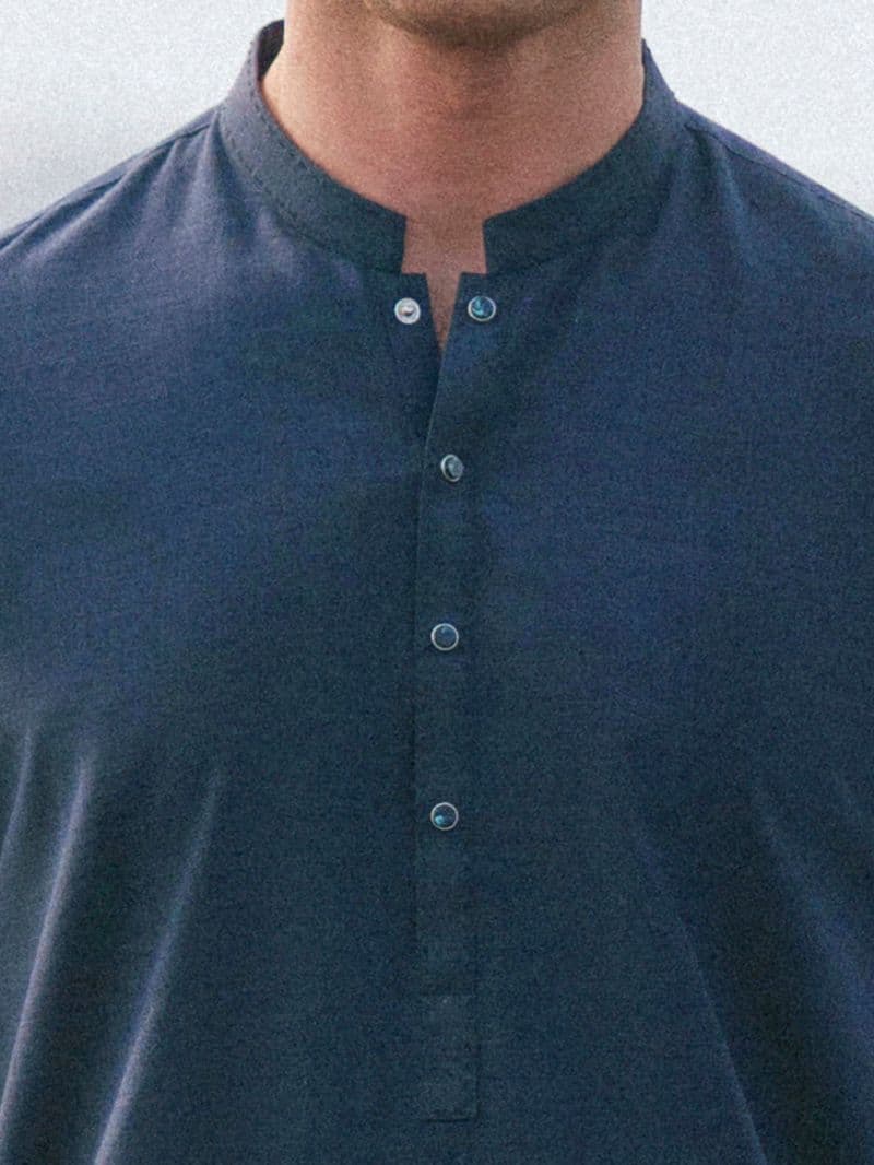 Dark Blue Cut & Sew Kurta Trousers