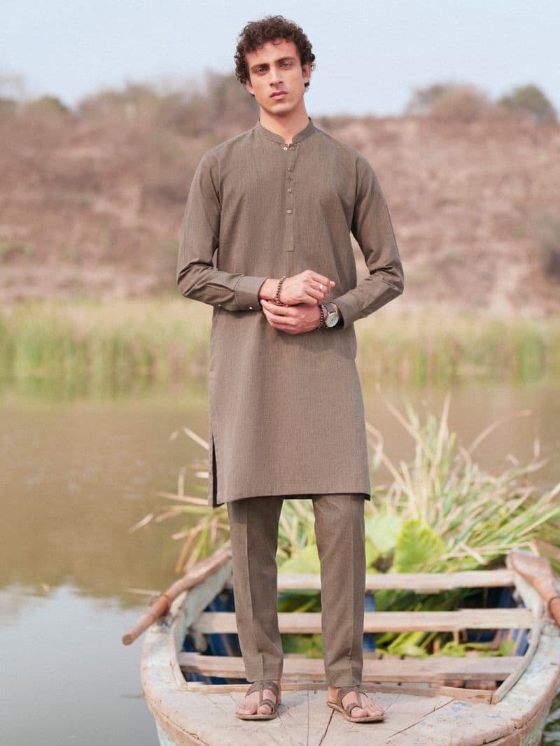 Green Cut & Sew Kurta Trousers thumbnail