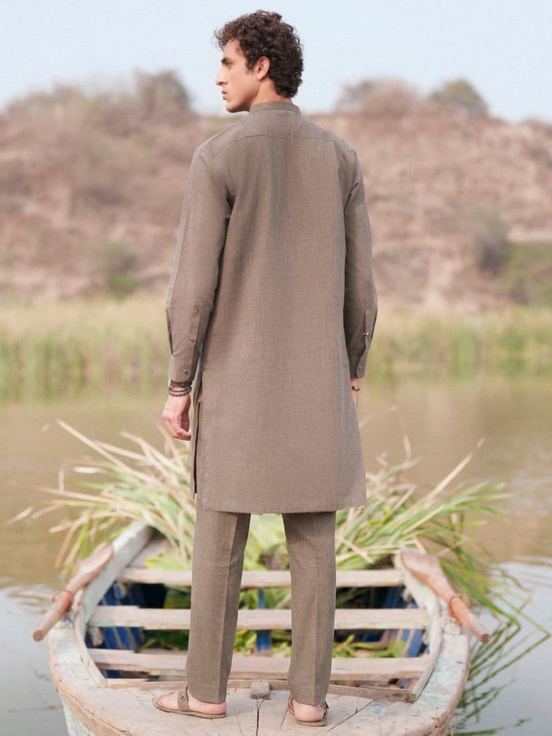 Green Cut & Sew Kurta Trousers thumbnail