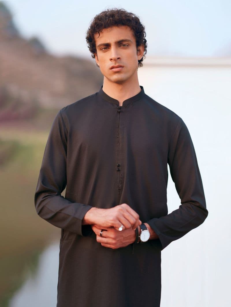 Black Semi-Formal Kurta Trousers thumbnail