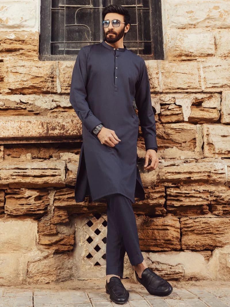 Grey Plain Kurta Trouser