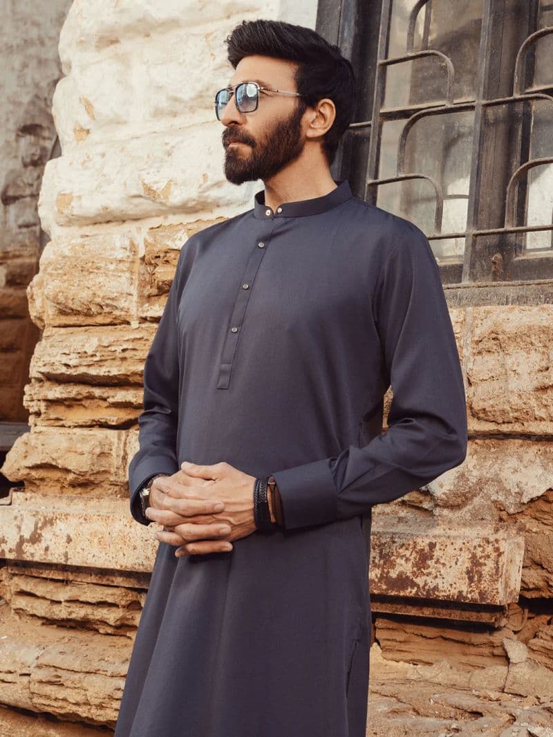 Grey Plain Kurta Trouser