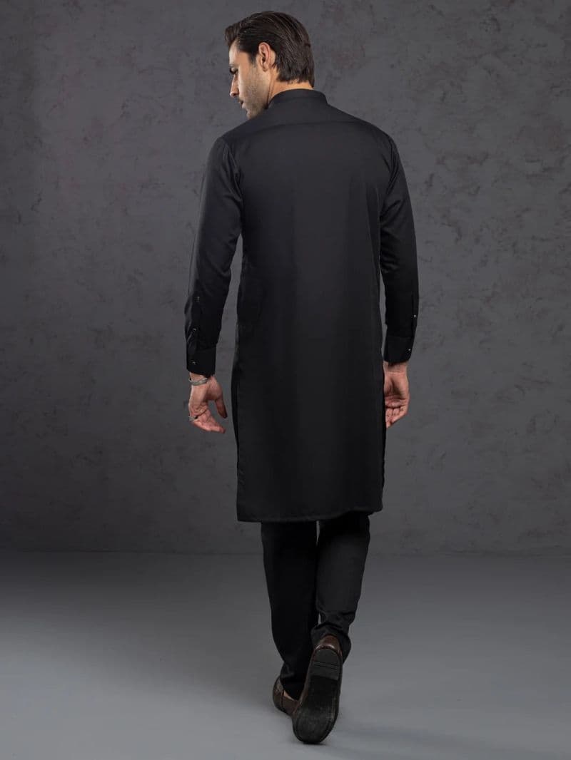 Black Plain Kurta Trouser