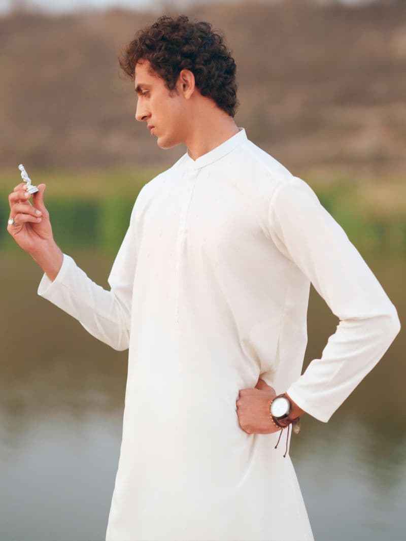 White Semi-Formal Kurta Trousers thumbnail
