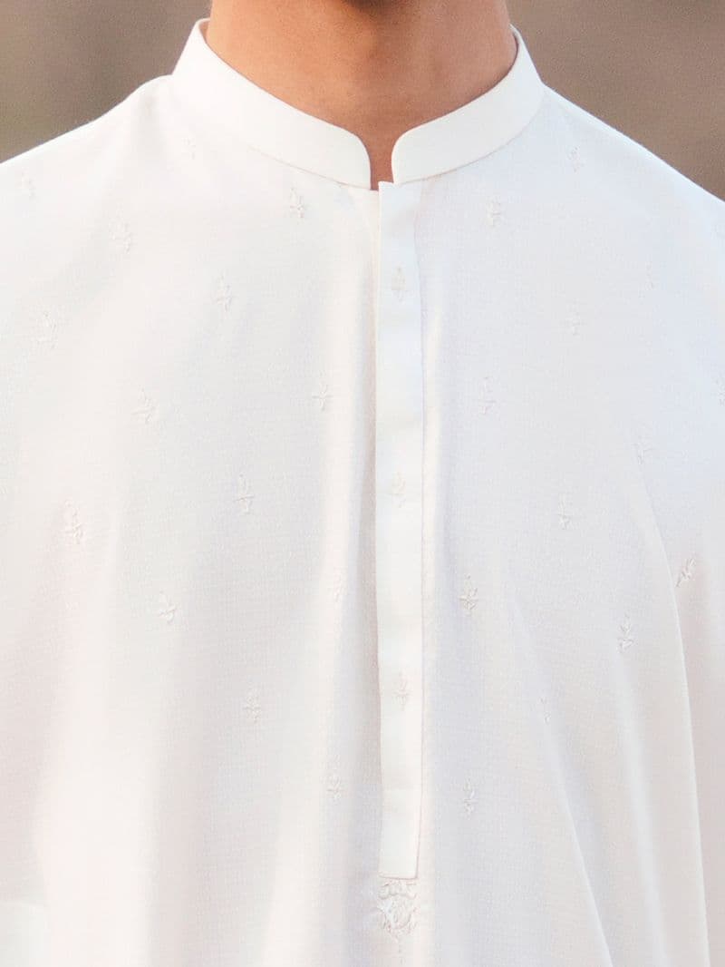 White Semi-Formal Kurta Trousers thumbnail