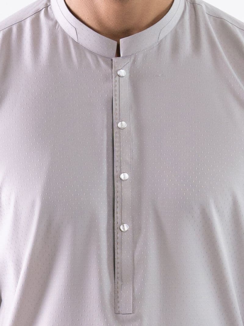Ash Grey Cut & Sew Kurta Trousers