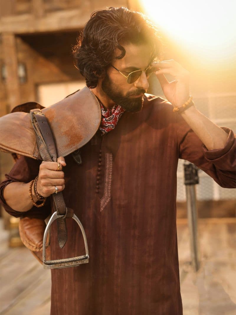 Dark Brown Cotton Screen Print Kurta Trousers