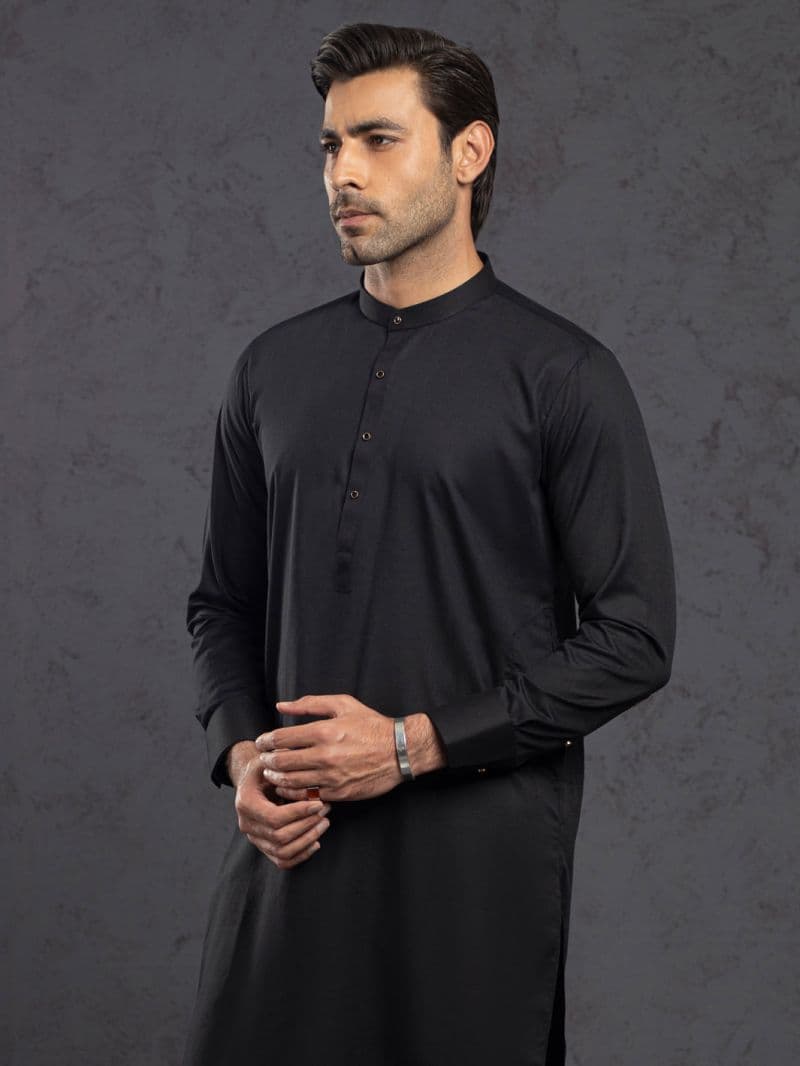 Black Plain Kurta Trousers thumbnail