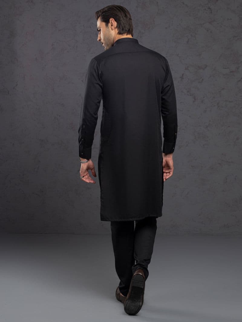 Black Plain Kurta Trousers thumbnail