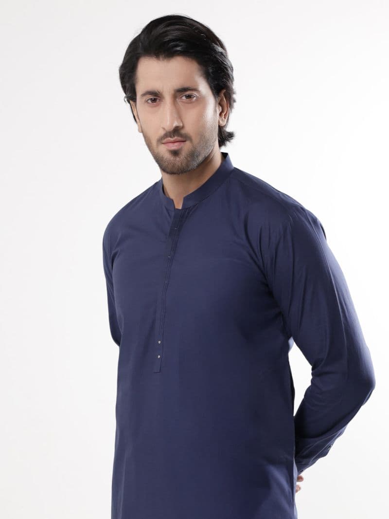 Navy Blue Cotton Kurta Trousers