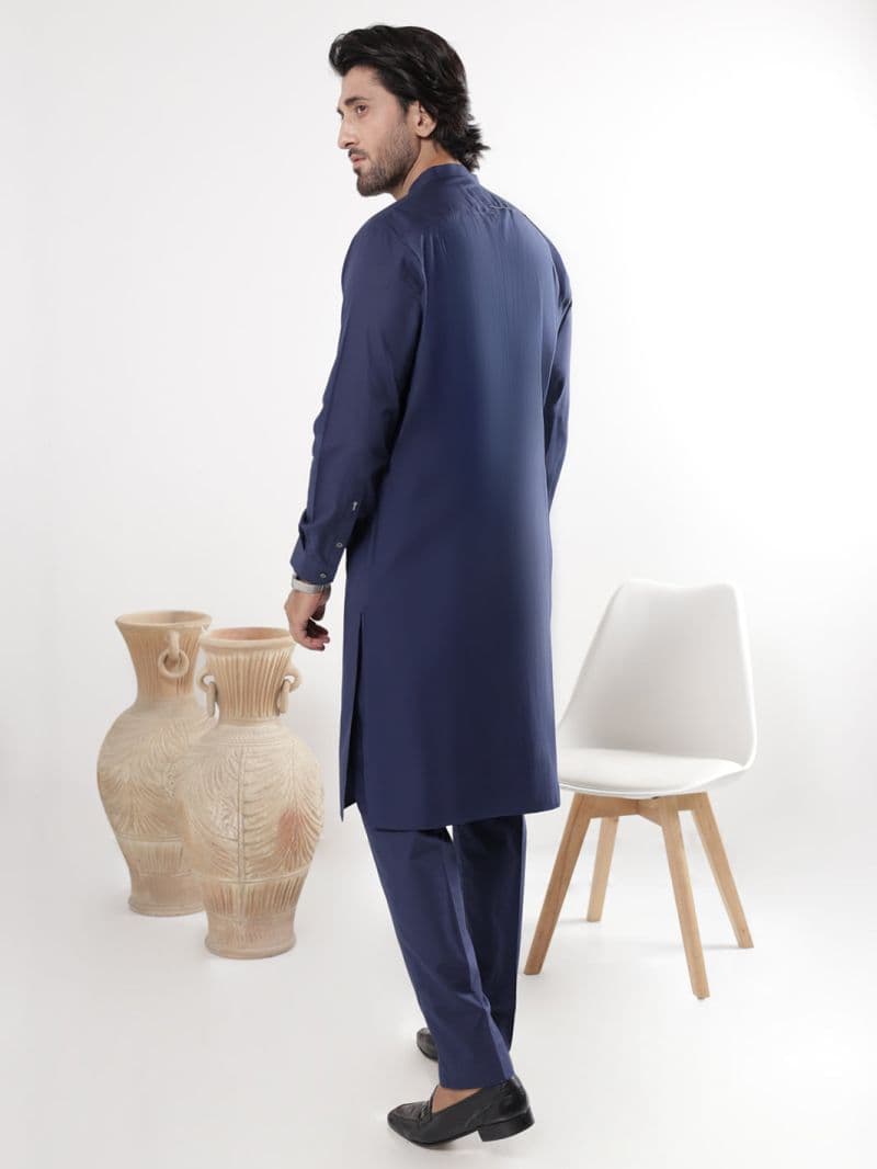 Navy Blue Cotton Kurta Trousers