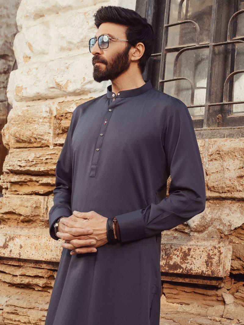 Grey Blended Kurta Trousers thumbnail