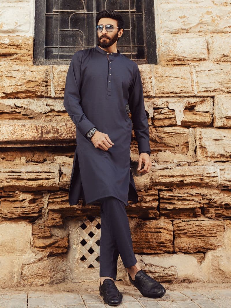 Grey Blended Kurta Trousers thumbnail