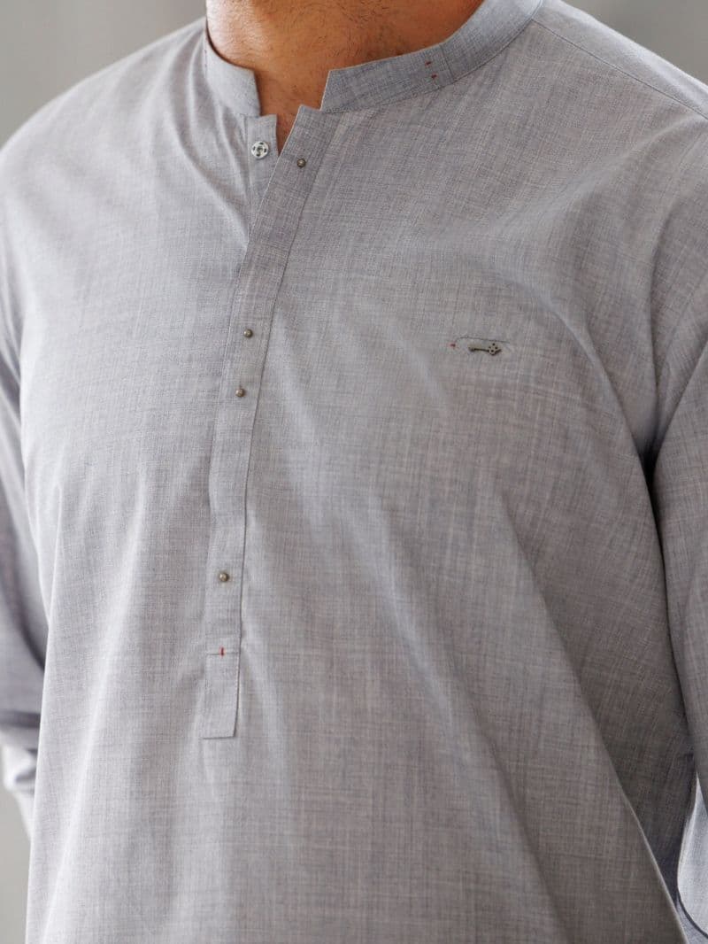 Ash Grey Blended Kurta Trouser thumbnail