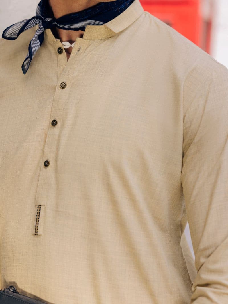 Beige Blended Kurta Trouser thumbnail