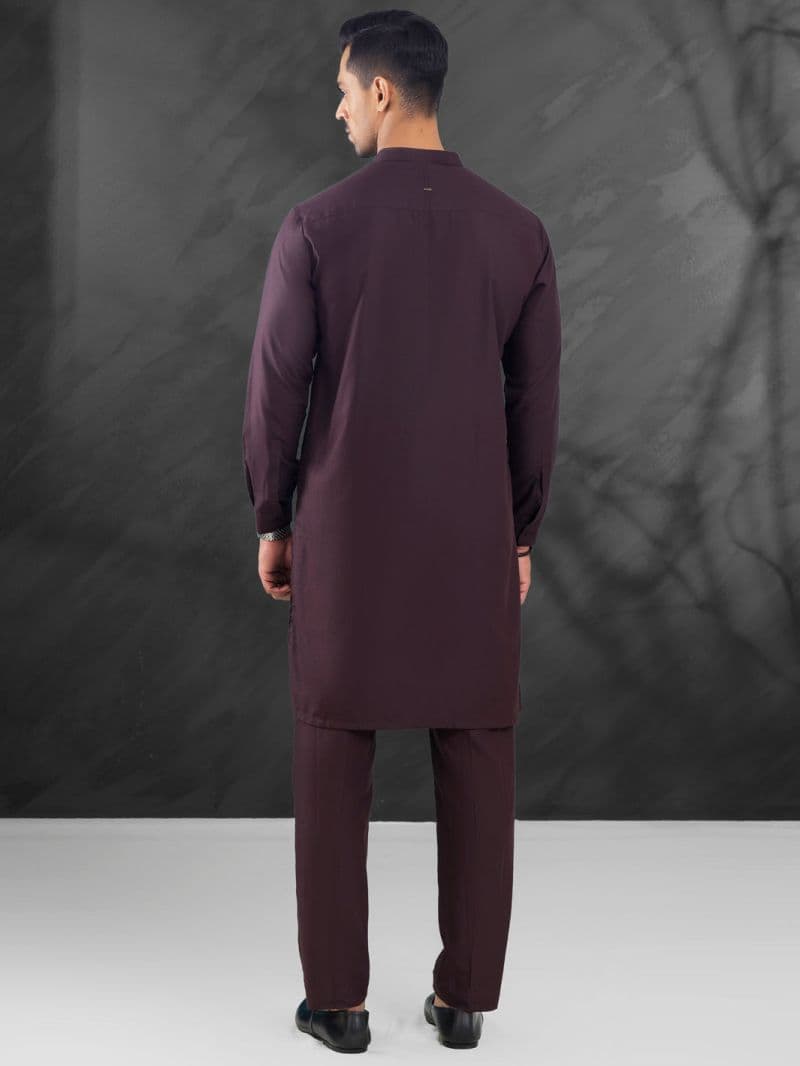 Maroon Blended Kurta Trouser thumbnail