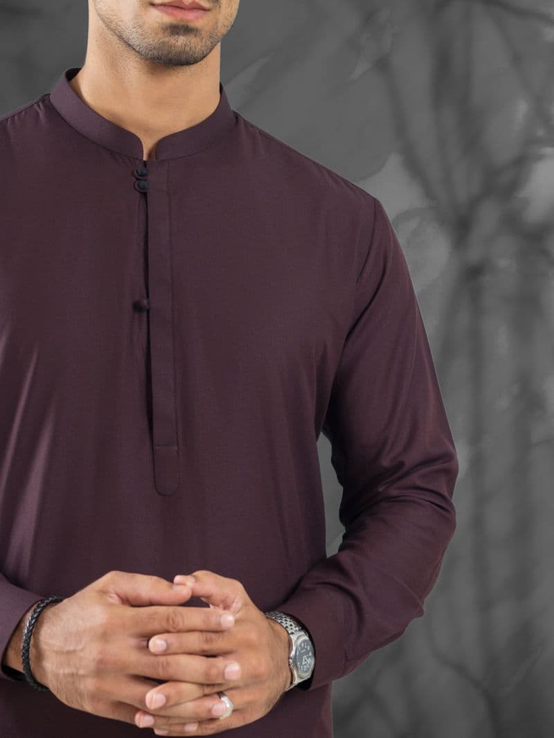 Maroon Blended Kurta Trouser thumbnail