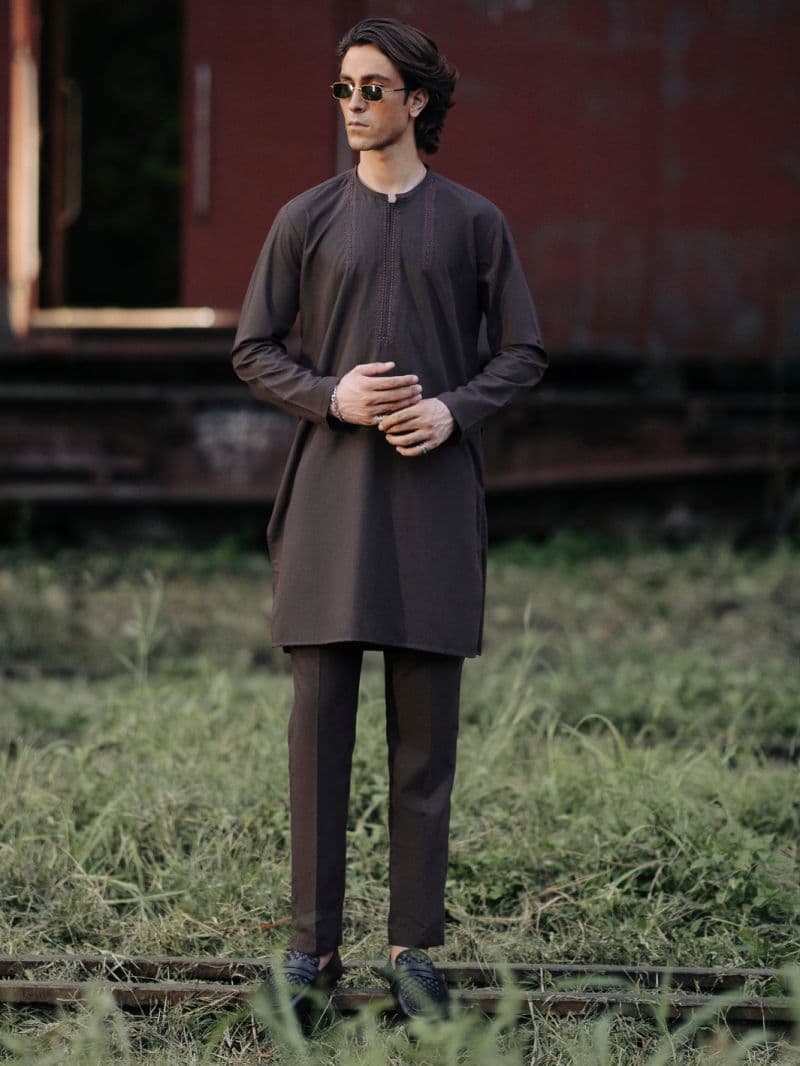 Brown Blended Kurta Trouser thumbnail