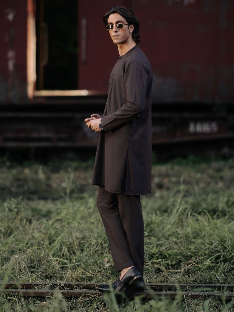 Brown Blended Kurta Trouser thumbnail