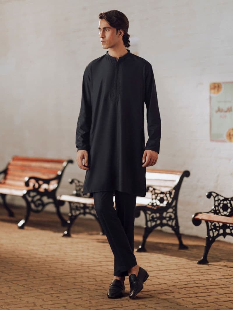 Navy Blue Blended Kurta Trouser thumbnail