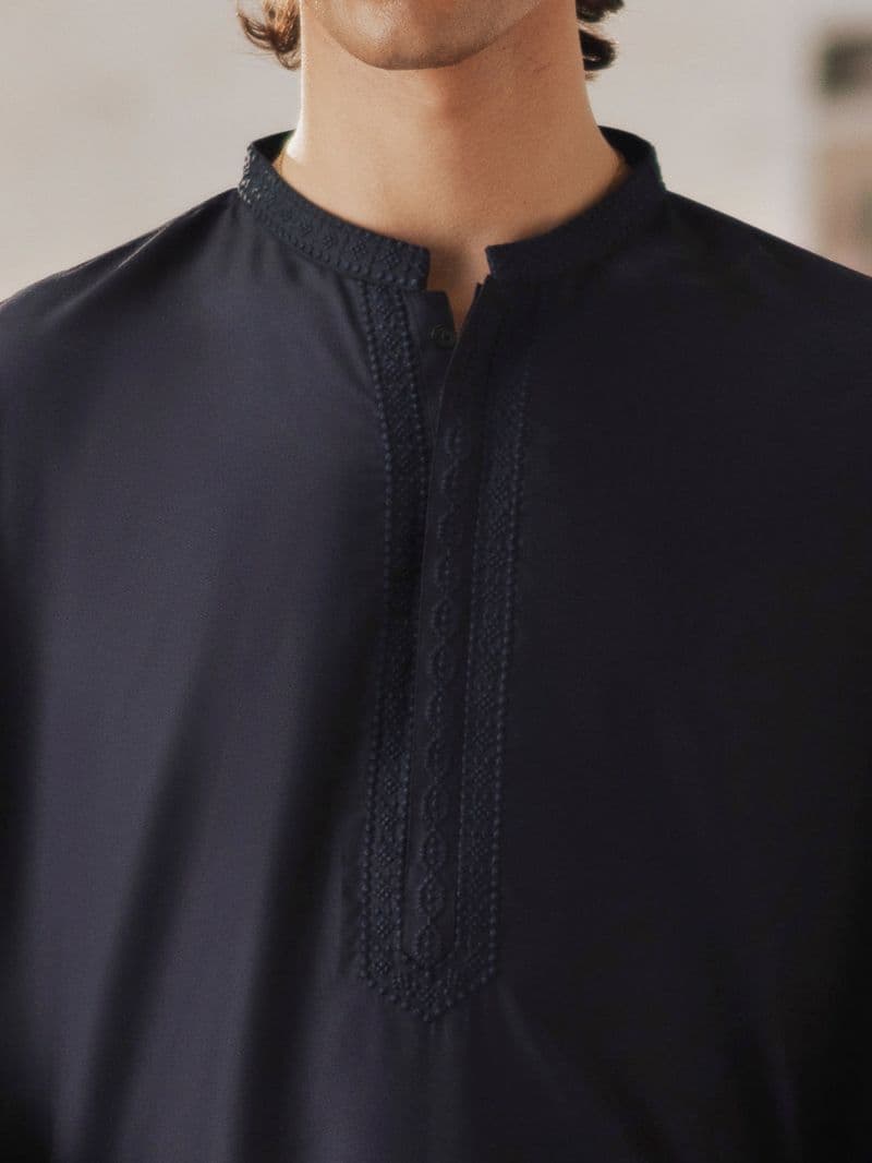 Navy Blue Blended Kurta Trouser thumbnail