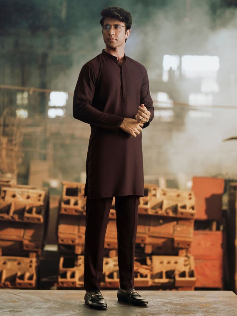 Dark Brown Blended Kurta Trouser thumbnail