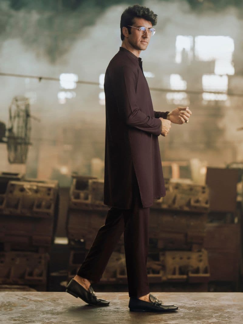 Dark Brown Blended Kurta Trouser thumbnail