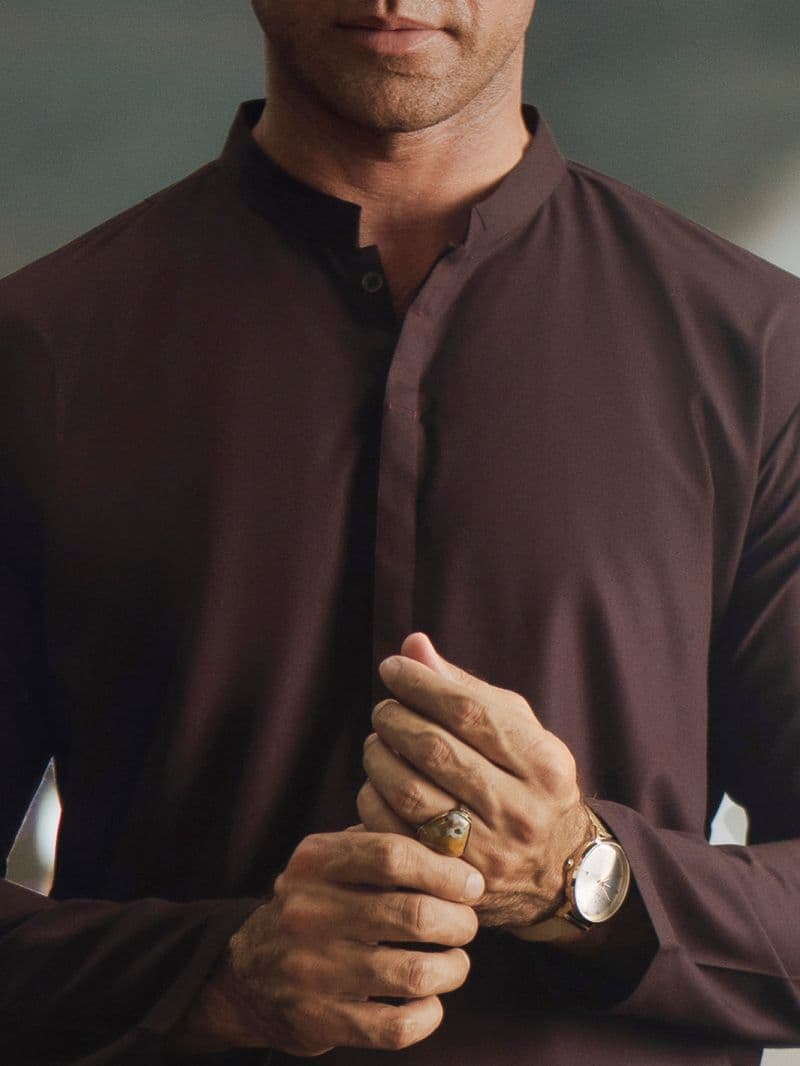 Dark Brown Blended Kurta Trouser thumbnail