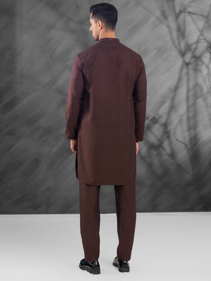 Dark Brown Blended Kurta Trouser thumbnail
